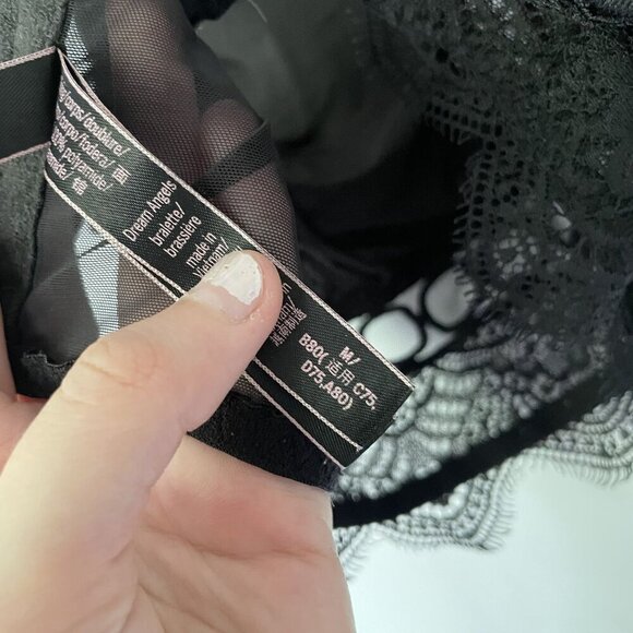Victoria's Secret black bra lace detail lingerie size M mesh back unlined cups - Picture 7 of 8